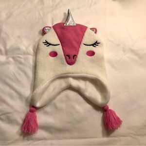 Unicorn Beanie Hat White with Pink and Silver Details Embroidered
